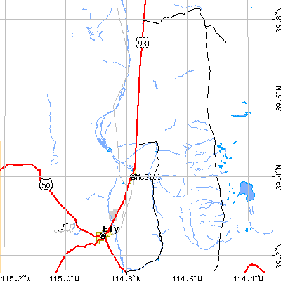 Zip code 89318 close-up map