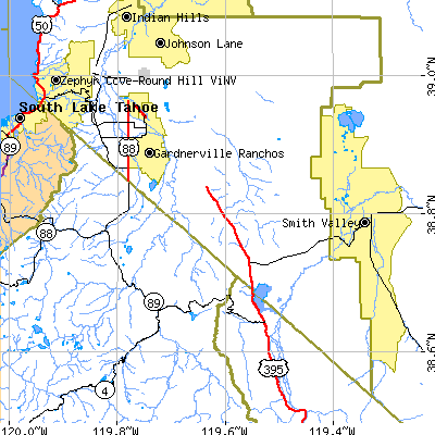 Zip code 89410 close-up map