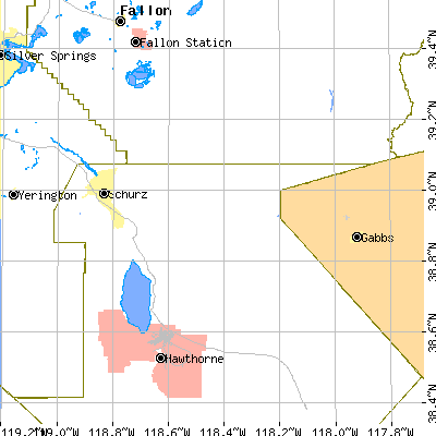 Zip code 89427 close-up map