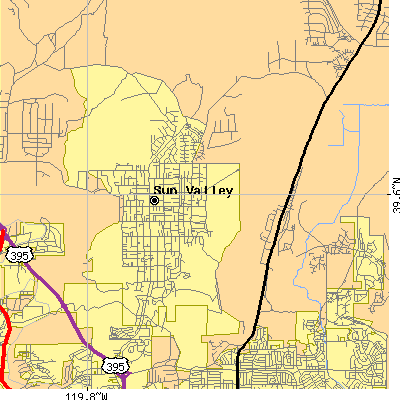 Zip code 89433 close-up map