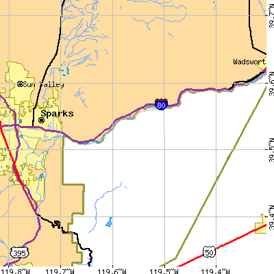 Zip code 89434 close-up map