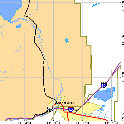Zip code 89442 close-up map
