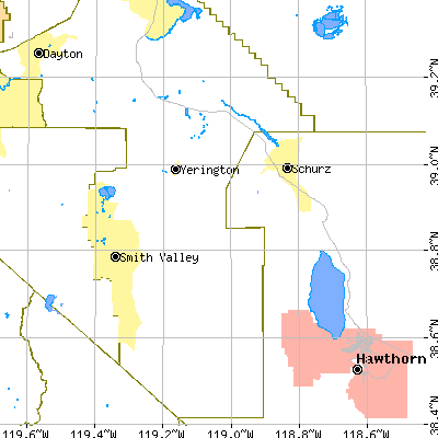 Zip code 89447 close-up map