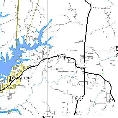 Zip code 72651 close-up map