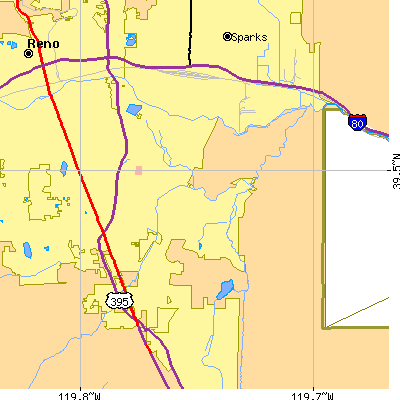 Zip code 89502 close-up map