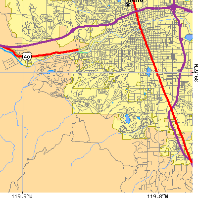 Zip code 89509 close-up map