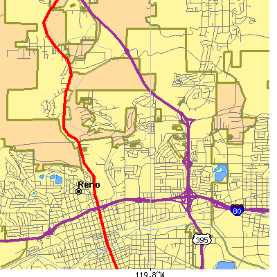 Zip code 89512 close-up map