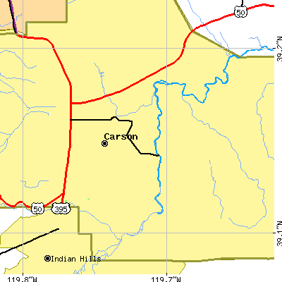Zip code 89701 close-up map
