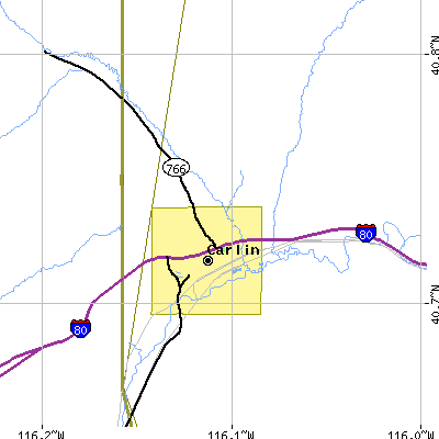 Zip code 89822 close-up map