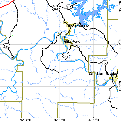 Zip code 72658 close-up map