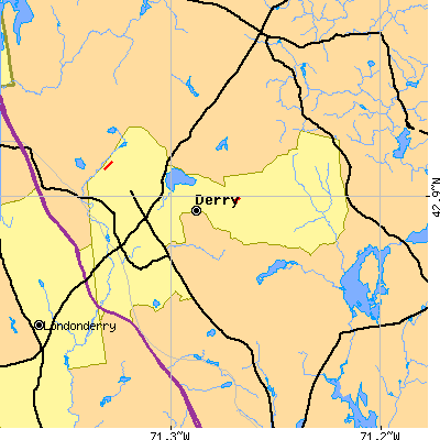 Zip code 03038 close-up map