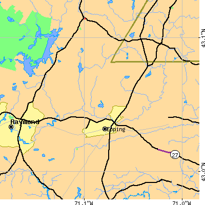 Zip code 03042 close-up map