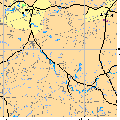 Zip code 03044 close-up map