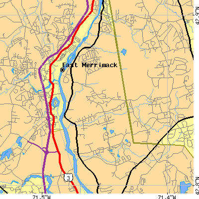 Zip code 03052 close-up map