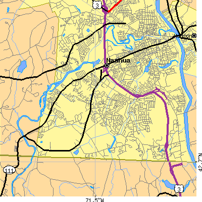 Zip code 03062 close-up map