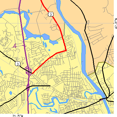 Zip code 03064 close-up map