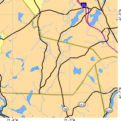 Zip code 03076 close-up map