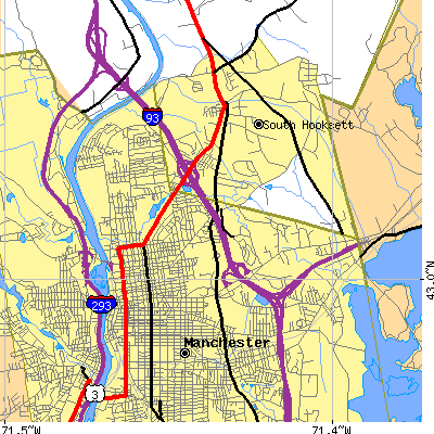 Zip code 03104 close-up map