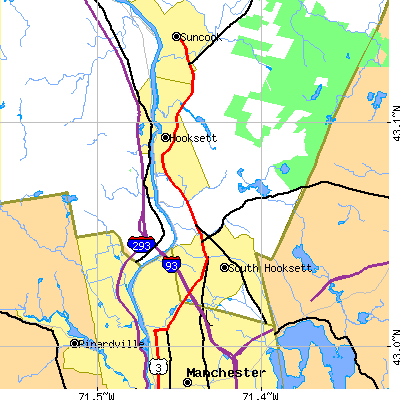 Zip code 03106 close-up map