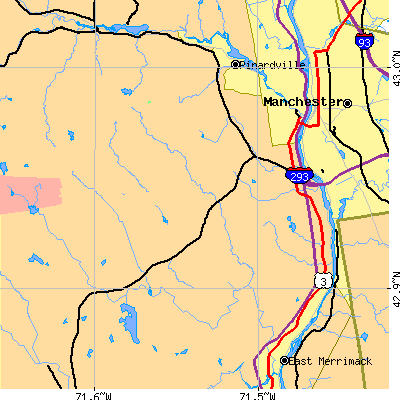 Zip code 03110 close-up map