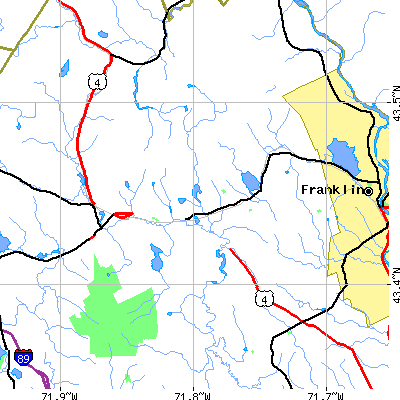 Zip code 03216 close-up map
