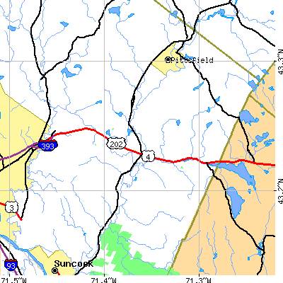 Zip code 03234 close-up map