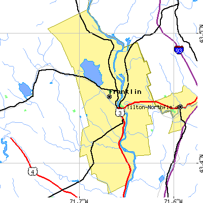 Zip code 03235 close-up map