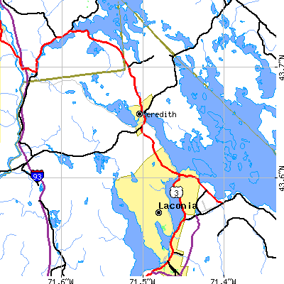 Zip code 03253 close-up map
