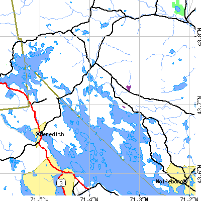 Zip code 03254 close-up map