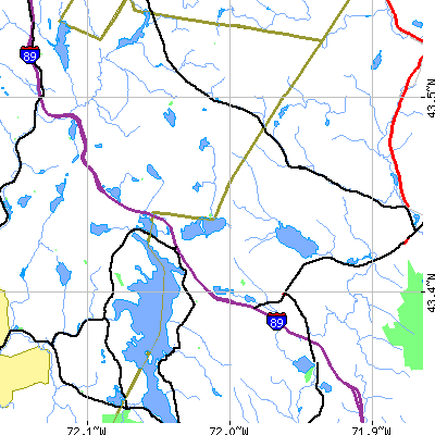 Zip code 03257 close-up map