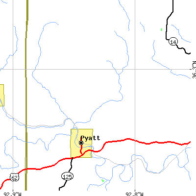 Zip code 72672 close-up map