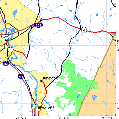 Zip code 03275 close-up map