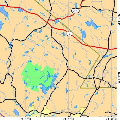 Zip code 03290 close-up map