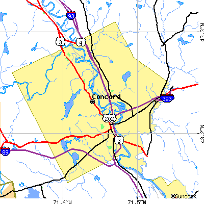 Zip code 03301 close-up map