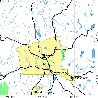 Zip code 03431 close-up map