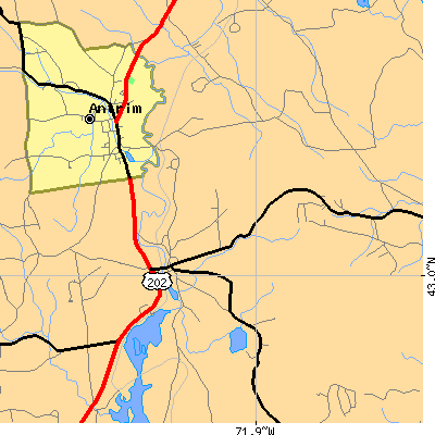 Zip code 03442 close-up map