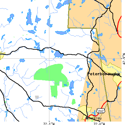 Zip code 03444 close-up map