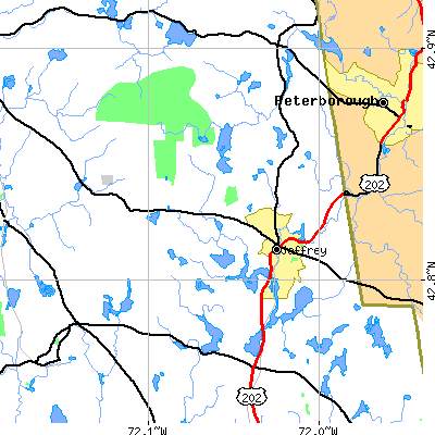 Zip code 03452 close-up map