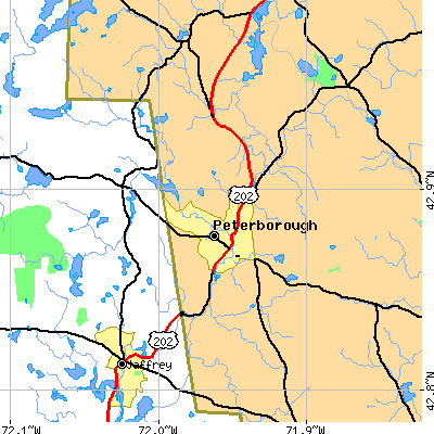 Zip code 03458 close-up map
