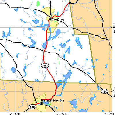 Zip code 03461 close-up map