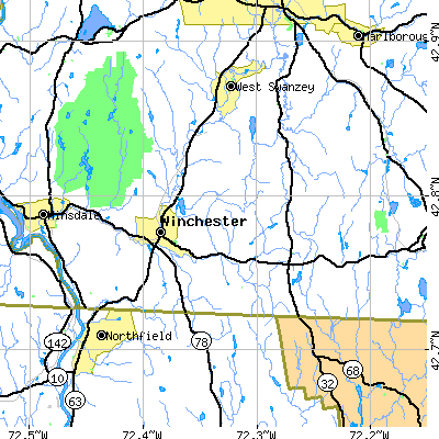 Zip code 03470 close-up map