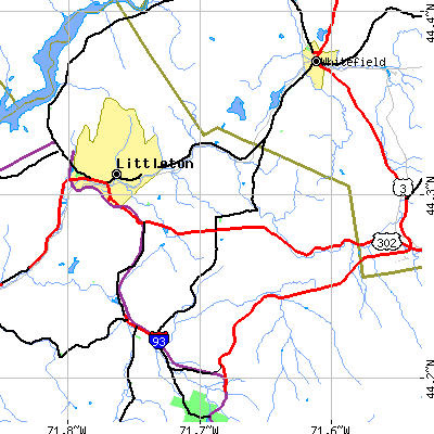 Zip code 03574 close-up map