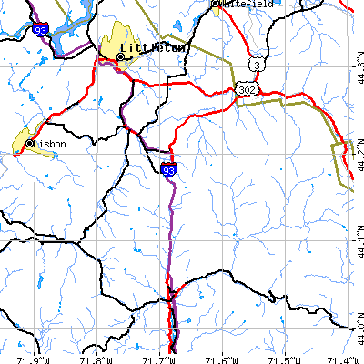 Zip code 03580 close-up map