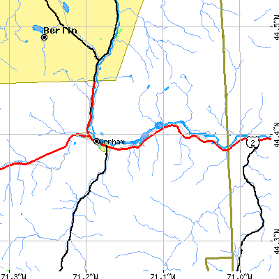 Zip code 03581 close-up map
