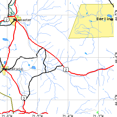 Zip code 03583 close-up map