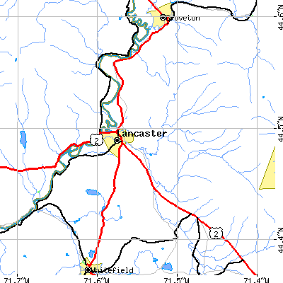 Zip code 03584 close-up map