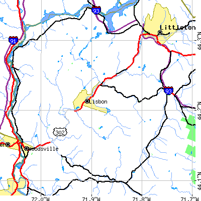 Zip code 03585 close-up map