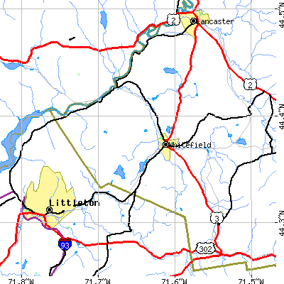 Zip code 03598 close-up map