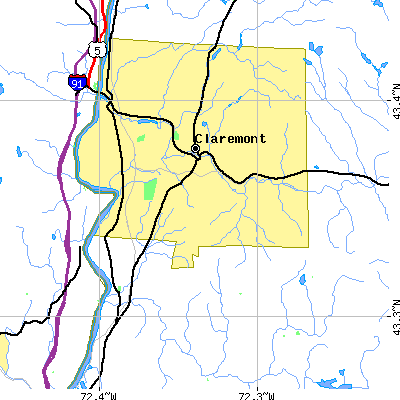 Zip code 03743 close-up map
