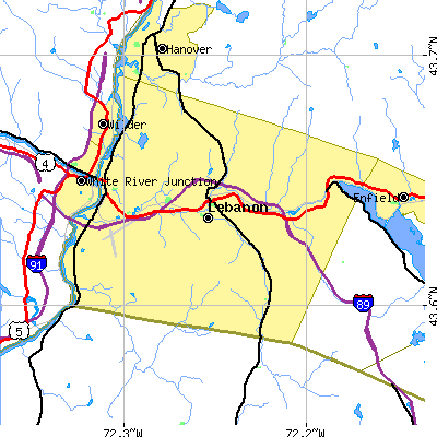 Zip code 03766 close-up map